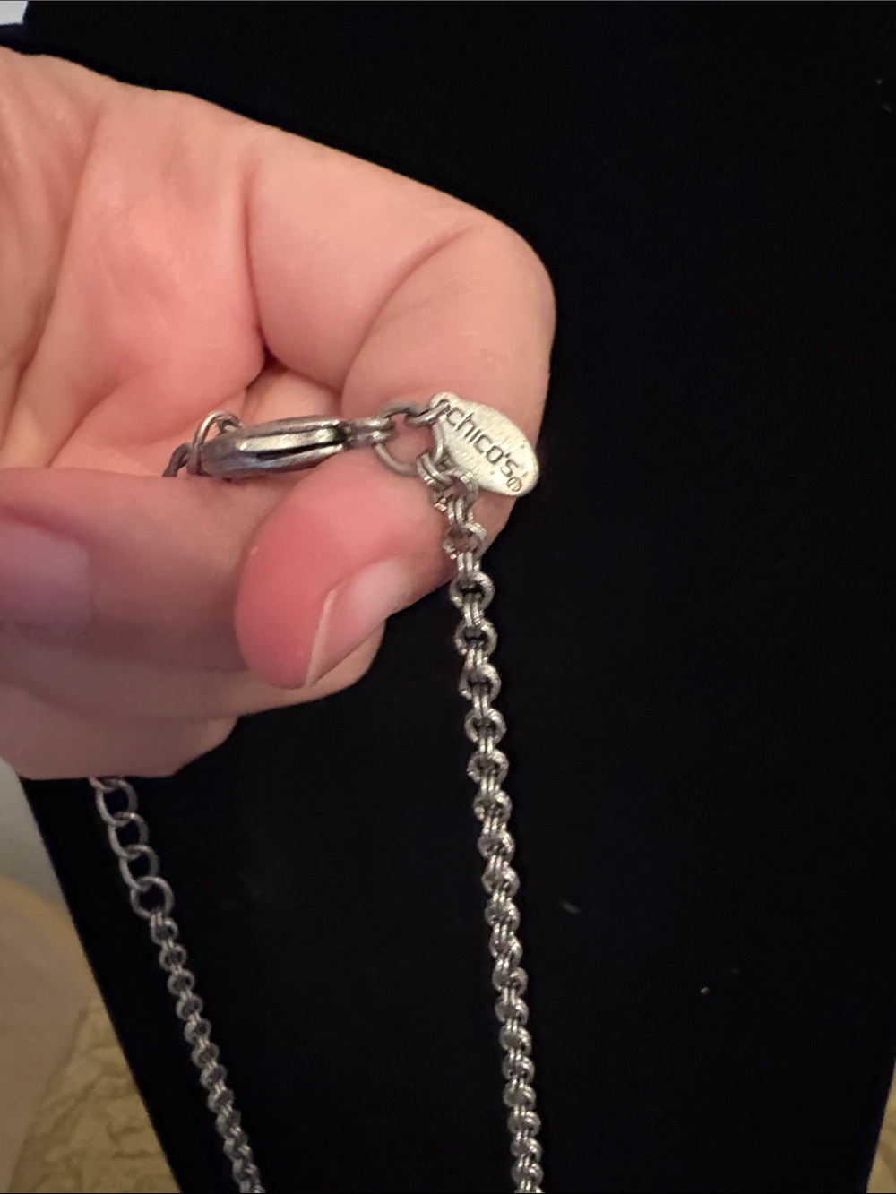 Chico's Silver-Tone Crystal Disc Drop Necklace - Picture 2 of 3